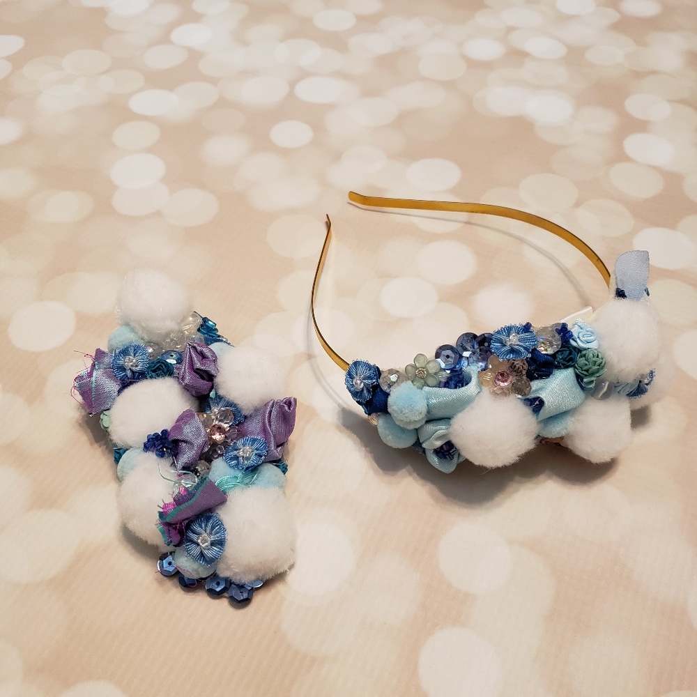 Pompom Jeweled Hair Accessories